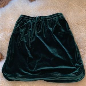 Green velvet skirt